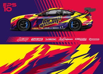 Race car graphic livery design. Abstract sport racing background for wrap race car, rally, drift car, cargo van, pickup truck and adventure vehicle. Full vector Eps 10. © zoulgraphic