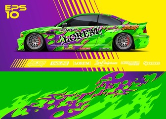 Race car graphic livery design. Abstract sport racing background for wrap race car, rally, drift car, cargo van, pickup truck and adventure vehicle. Full vector Eps 10. © zoulgraphic