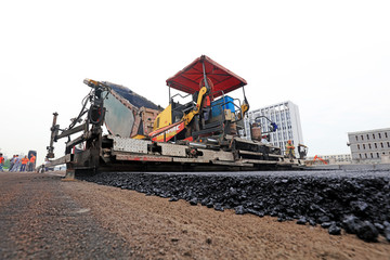 Highway laying engineering site, Luannan County, Hebei Province, China