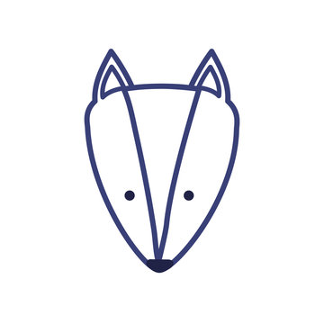 Cute fox cartoon line style icon vector design