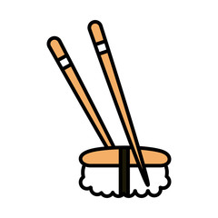 sushi oriental menu chopsticks roll rice wrapped line and fill style icon