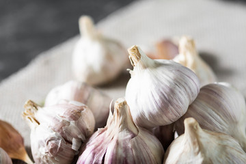 Garlic canvas fabric. The view from the top. Vertical orientation
