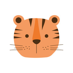 Cute tiger cartoon flat style icon vector design
