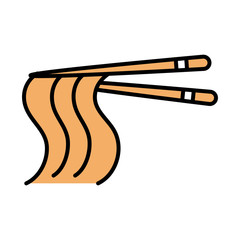 sushi oriental menu chopsticks with noodles line and fill style icon