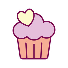 Isolated cupcake with heart line and fill style icon vector design
