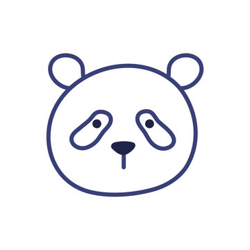 Cute panda cartoon line style icon vector design