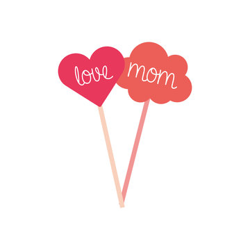 love mom labels flat style icon vector design
