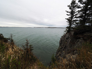 Cloudy skies overlooking the ocean