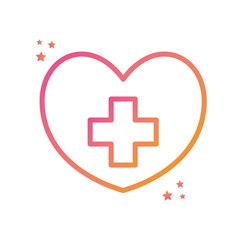 Isolated cross inside heart gradient style icon vector design