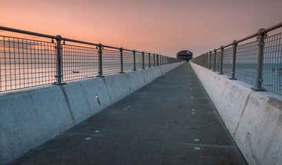 Fototapeta premium Creative view along the access walkway to the Bembridge lifeboat station