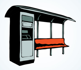 City bus stop. Vector drawing © Marina