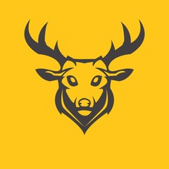 Deer mascot logo silhouette version. Deer in sport style, mascot logo illustration design vector