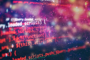 Server logs analysis. Closeup developing programming and coding technologies. Developer working on...