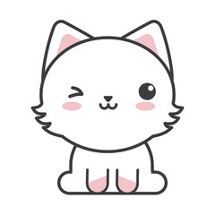 cute cat on white background, feline domestic