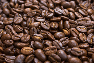 Coffee background, roasted beans texture
