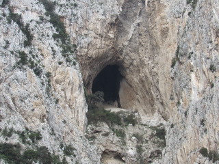 View of the cave and cliff near Emperor Tiberius' Villa Jovis, which is believed to have been an execution spot, on Capri, Italy