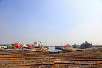 Fototapeta premium transition pit in a shipyard, Luannan County, Hebei Province, China