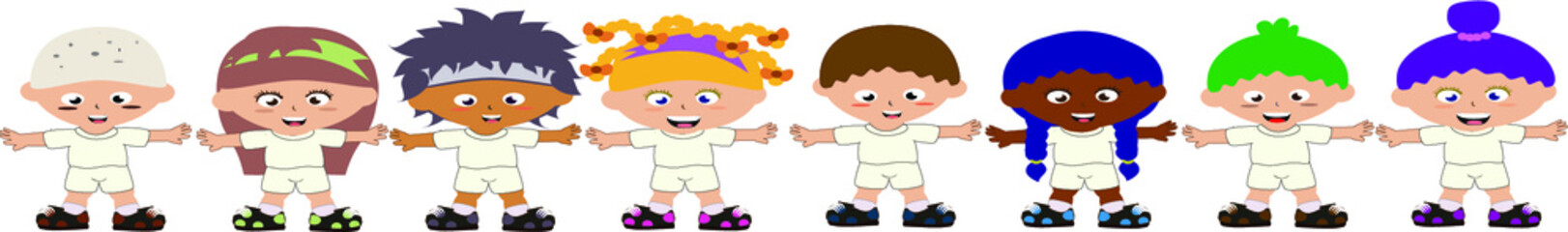 Close-up group of happy children Community or childhood with children of a different culture. kindergarten. 