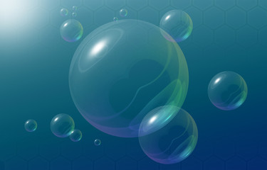 modern Blue abstract background with bubble and hexagon wallpaper