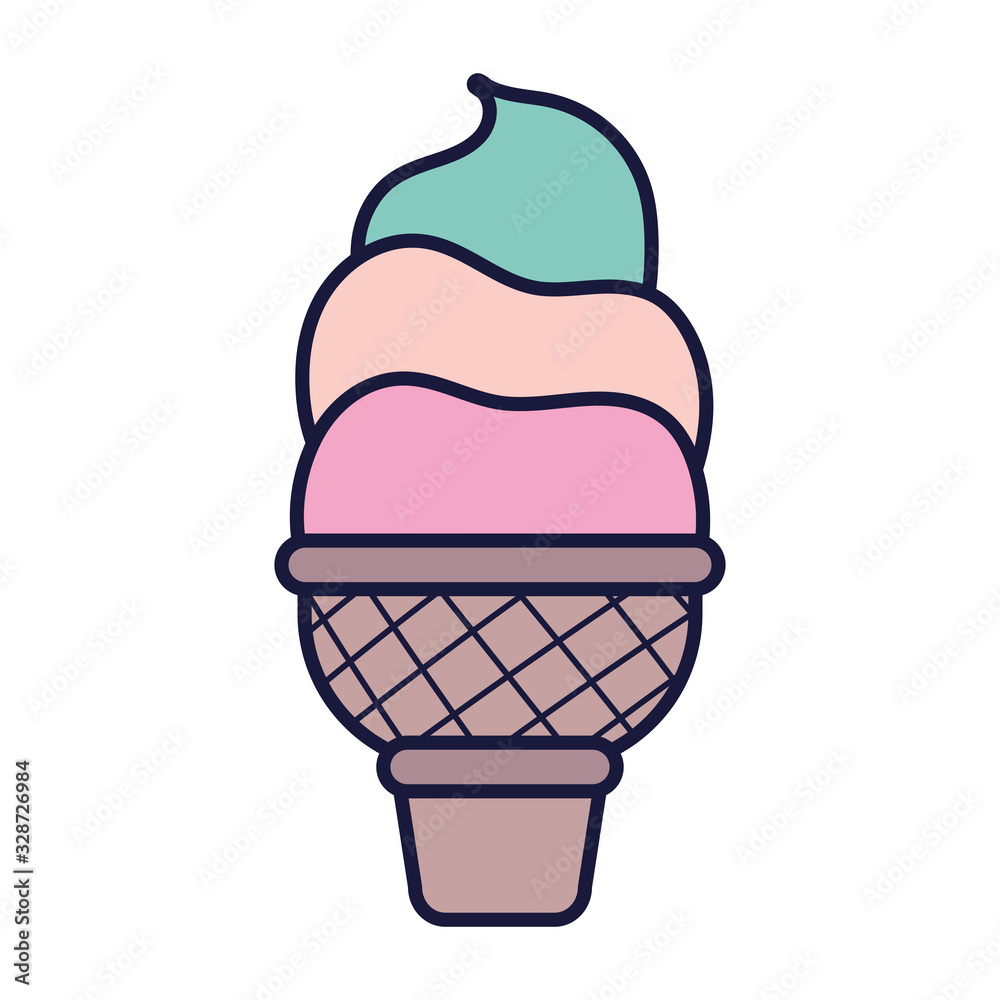 Wall mural ice cream cone food cartoon icon style design