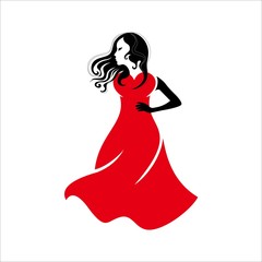 Fashion Luxury Glamour Elegant Woman silhouette Logo design vector template.