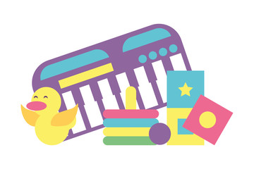 Fototapeta premium toys for small children, wooden and plastic toys