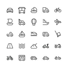 vehicle & transportation icon set (outline)
