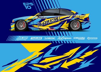 Race car graphic livery design. Abstract sport racing background for wrap race car, rally, drift car, cargo van, pickup truck and adventure vehicle. Full vector Eps 10. © zoulgraphic