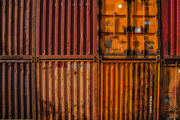 Multicolored shipping containers