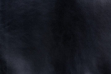 Black smooth natural leather in small grain textured background