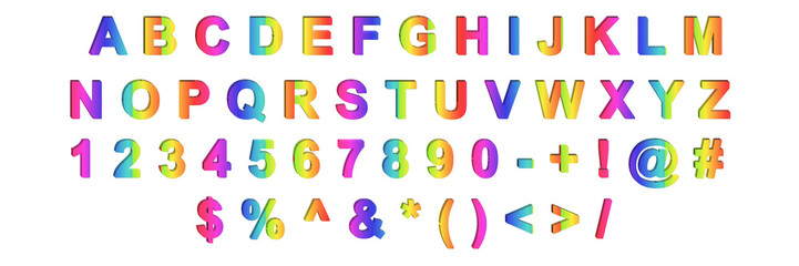 3d illustration character collection. Creative typeset- stylish classic font