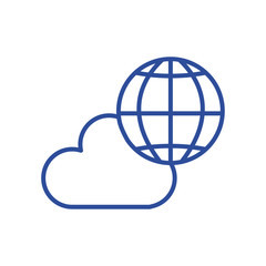 Isolated global sphere and cloud line style icon vector design