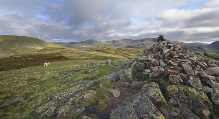 Larege stone cairn on Middle Fell