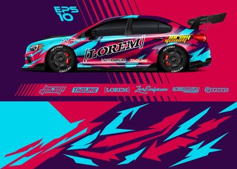 Race car graphic livery design. Abstract sport racing background for wrap race car, rally, drift car, cargo van, pickup truck and adventure vehicle. Full vector Eps 10. © zoulgraphic