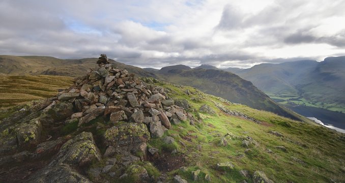 Large stone cairn on Middle Fell