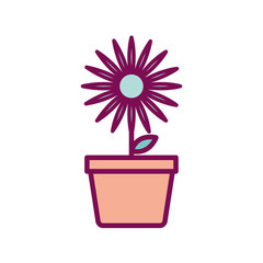 Isolated flower inside pot line and fill style icon vector design