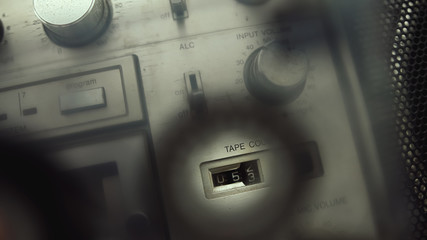 Close-up Cassette Player boombox tape counter number. Retro boombox music concept.
