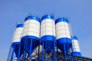 Commercial concrete mixing plant mechanical equipment in a factory