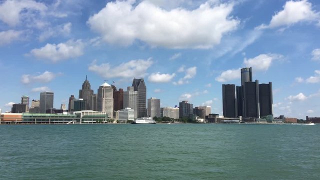 Detroit, Michigan. USA. August 17, 2019. Detroit and its river from Windsor Ontario.