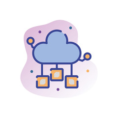 Isolated cloud computing line fill block style icon vector design