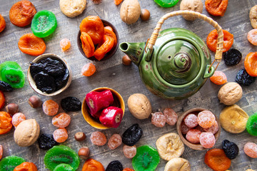 bright, fresh and sweet dried fruits and candied fruits