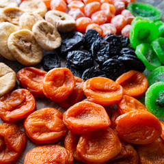 bright, fresh and sweet dried fruits and candied fruits
