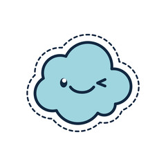 Kawaii cloud cartoon line fill style icon vector design