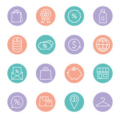 Fototapeta premium shopping line and block style icon set vector design