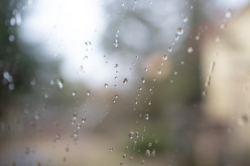 rain drops on window, drops on the glass, emptiness, pandemic, epidemic