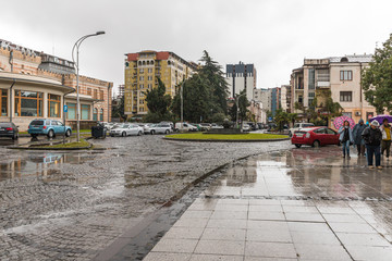 Rainy day in the old part of the Batumi city in Georgia