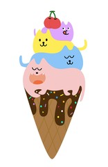 Kitty cat sundae ice cream
