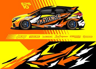 Race car graphic livery design. Abstract sport racing background for wrap race car, rally, drift car, cargo van, pickup truck and adventure vehicle. Full vector Eps 10.