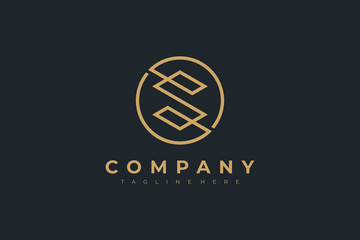 Geometric Hexagonal Line Letter S Logo Linked with Circle. Flat Vector Logo Design Template Element. 