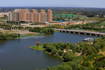 Fototapeta premium waterfront city architectural scenery, China